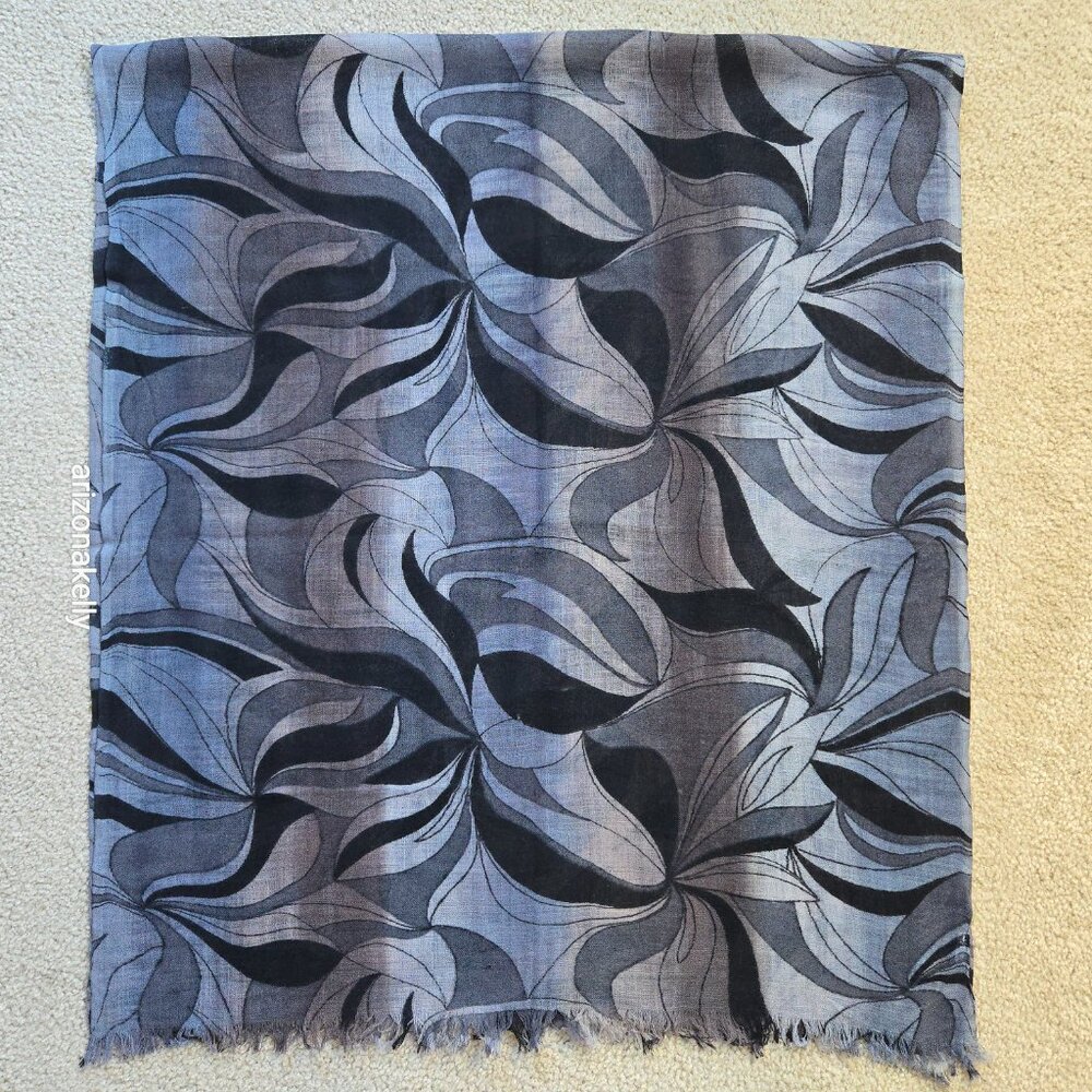 100% Wool Scarf Lightweight Black & Grey - Picture 9 of 13